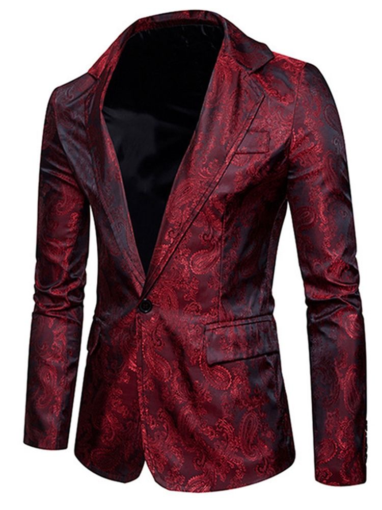 Blazer Pour Hommes À Revers Cranté Et Imprimé À Poche