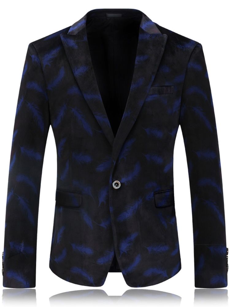 Blazer Pour Hommes Vogue One Button Claasic À Imprimé Plumes