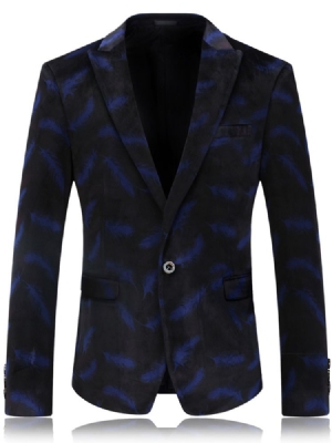 Blazer Pour Hommes Vogue One Button Claasic À Imprimé Plumes