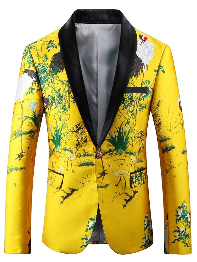 Blazer À Imprimé Floral À Revers Cranté Et Unique Pour Hommes