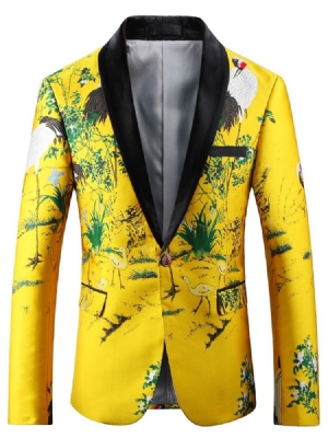 Blazer À Imprimé Floral À Revers Cranté Et Unique Pour Hommes