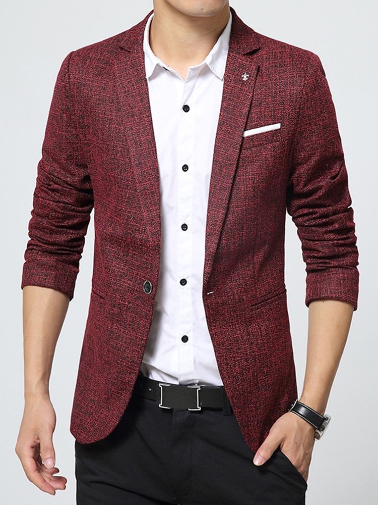 Blazer De Loisirs Pour Hommes De Base De Petite Taille Coupe Slim Petite Coupe Et Revers Crantés