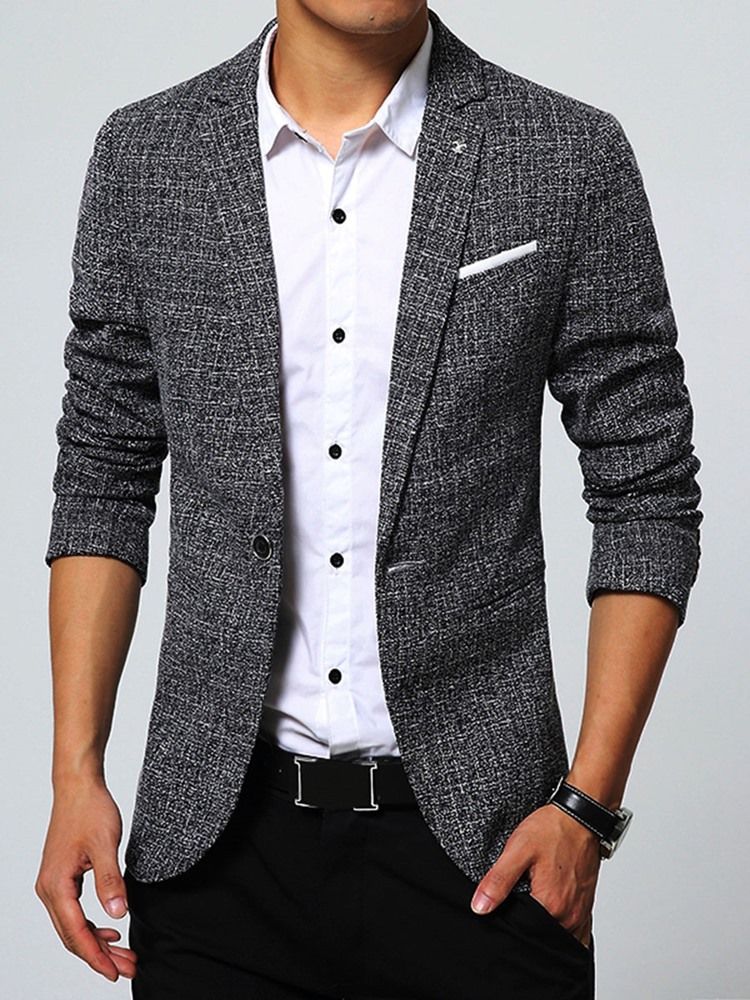 Blazer De Loisirs Pour Hommes De Base De Petite Taille Coupe Slim Petite Coupe Et Revers Crantés