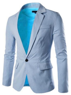 Blazer À Revers Cranté De Couleur Unie Pour Hommes