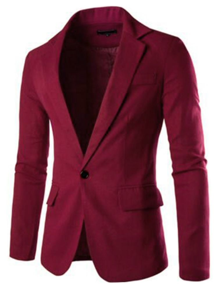 Blazer À Revers Cranté De Couleur Unie Pour Hommes