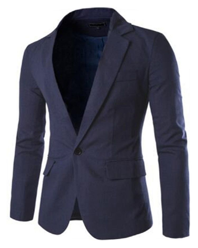 Blazer À Revers Cranté De Couleur Unie Pour Hommes