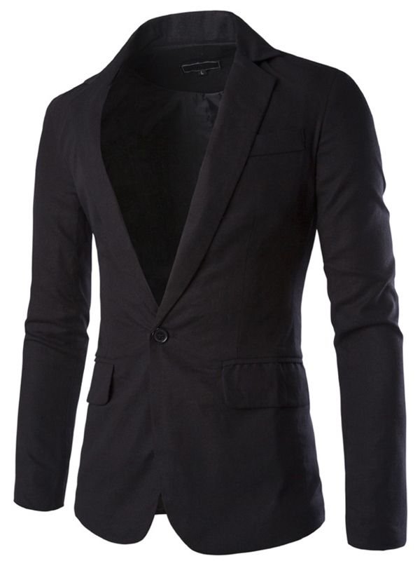 Blazer À Revers Cranté De Couleur Unie Pour Hommes