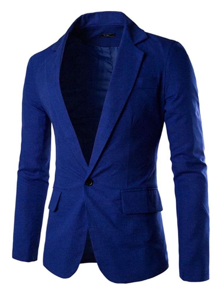 Blazer À Revers Cranté De Couleur Unie Pour Hommes