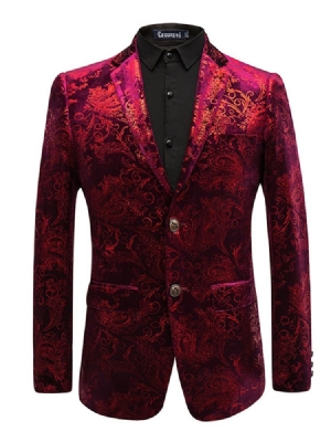 Blazer De Smoking Pour Hommes À Revers Et Imprimé Slim