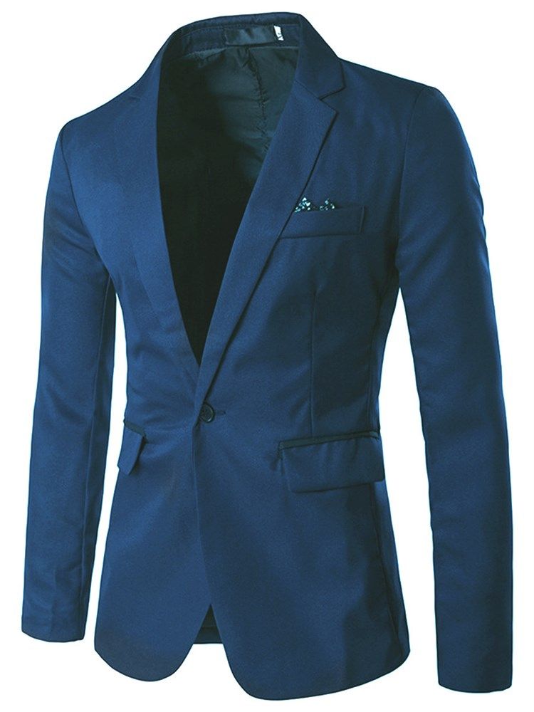 Blazer Uni À Revers Cranté Pour Hommes