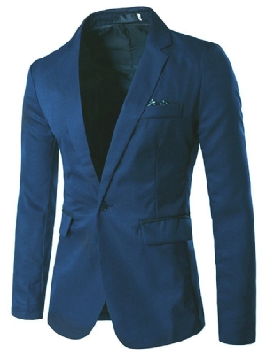 Blazer Uni À Revers Cranté Pour Hommes