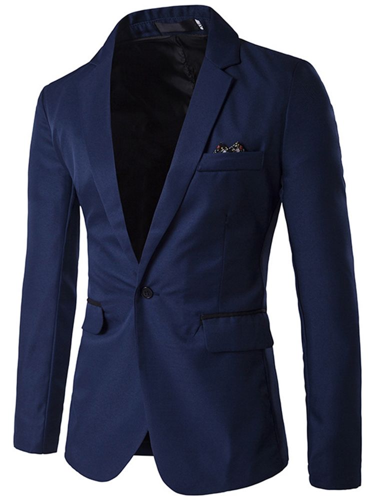 Blazer Uni À Revers Cranté Pour Hommes