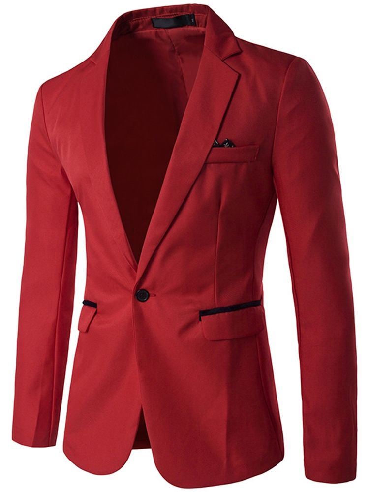 Blazer Uni À Revers Cranté Pour Hommes