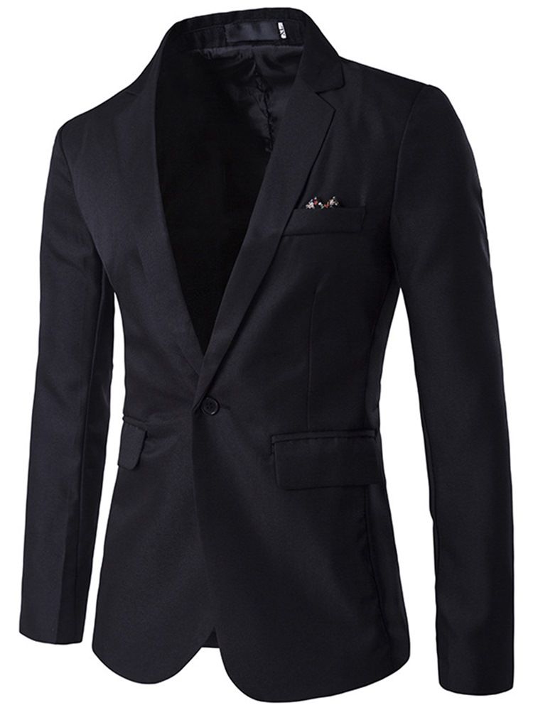 Blazer Uni À Revers Cranté Pour Hommes