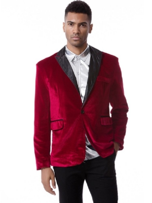 Blazer En Velours Côtelé Uni À Revers Cranté Et Boutonnage Simple Vogue Pour Hommes