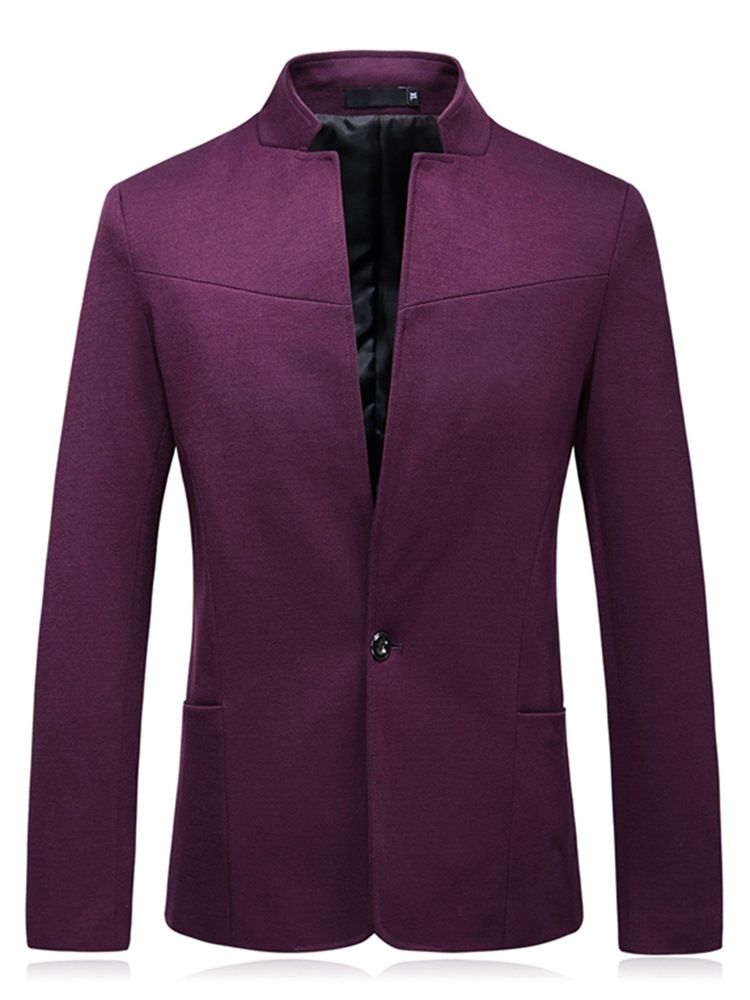 Blazer De Veste Décontractée Pour Hommes À Un Bouton Et Col Montant