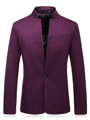 Blazer De Veste Décontractée Pour Hommes À Un Bouton Et Col Montant