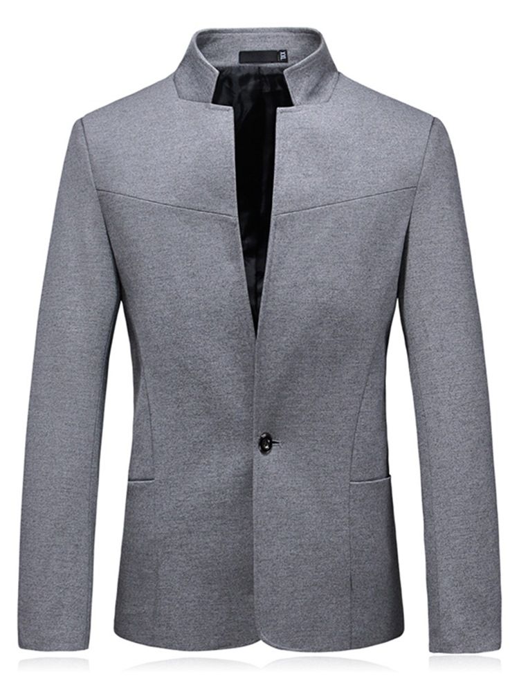 Blazer De Veste Décontractée Pour Hommes À Un Bouton Et Col Montant