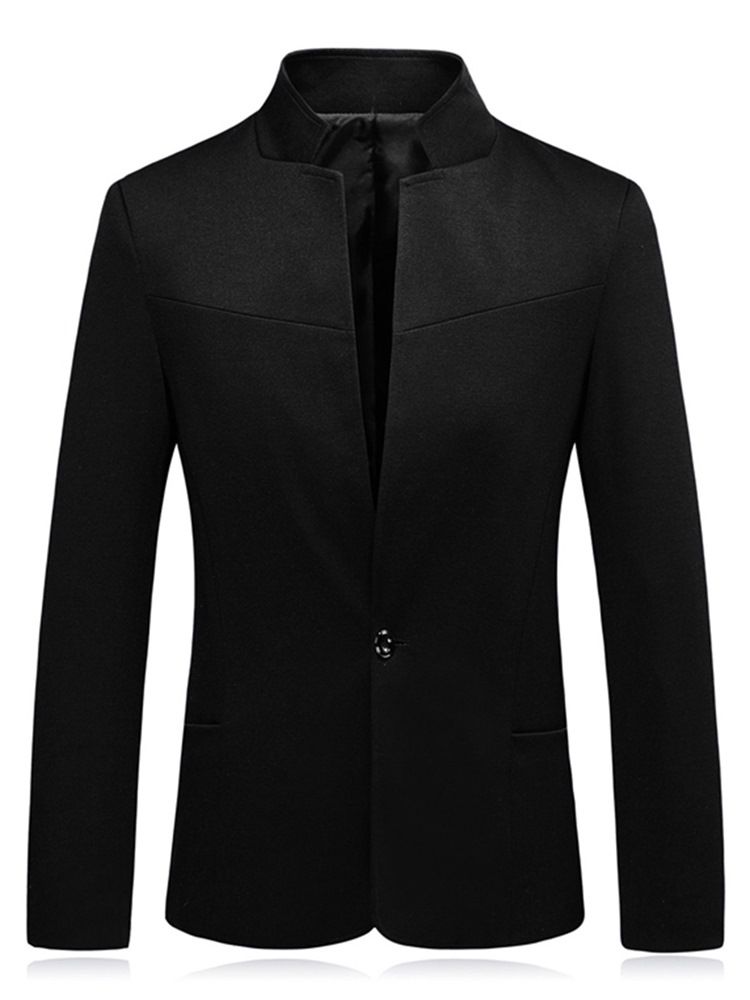 Blazer De Veste Décontractée Pour Hommes À Un Bouton Et Col Montant