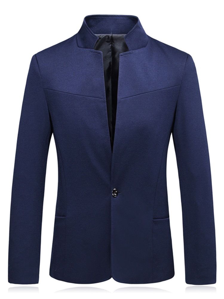 Blazer De Veste Décontractée Pour Hommes À Un Bouton Et Col Montant