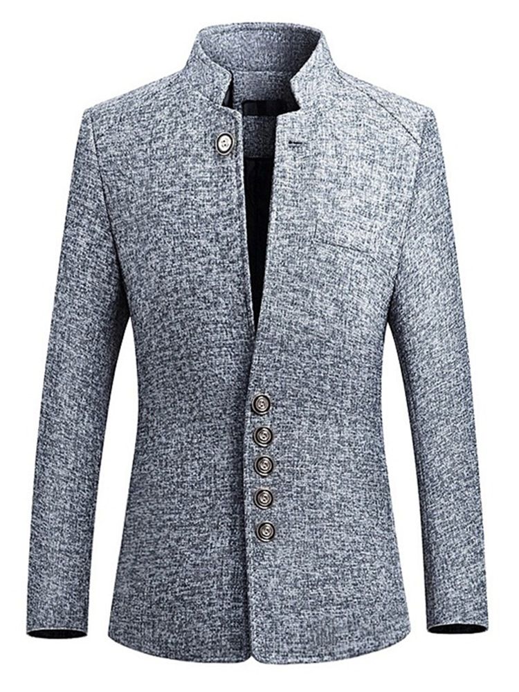 Blazer De Veste Pour Hommes À Col Montant Et À Coupe Ajustée