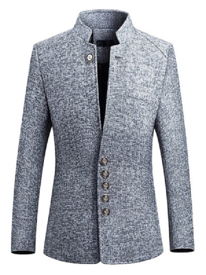 Blazer De Veste Pour Hommes À Col Montant Et À Coupe Ajustée