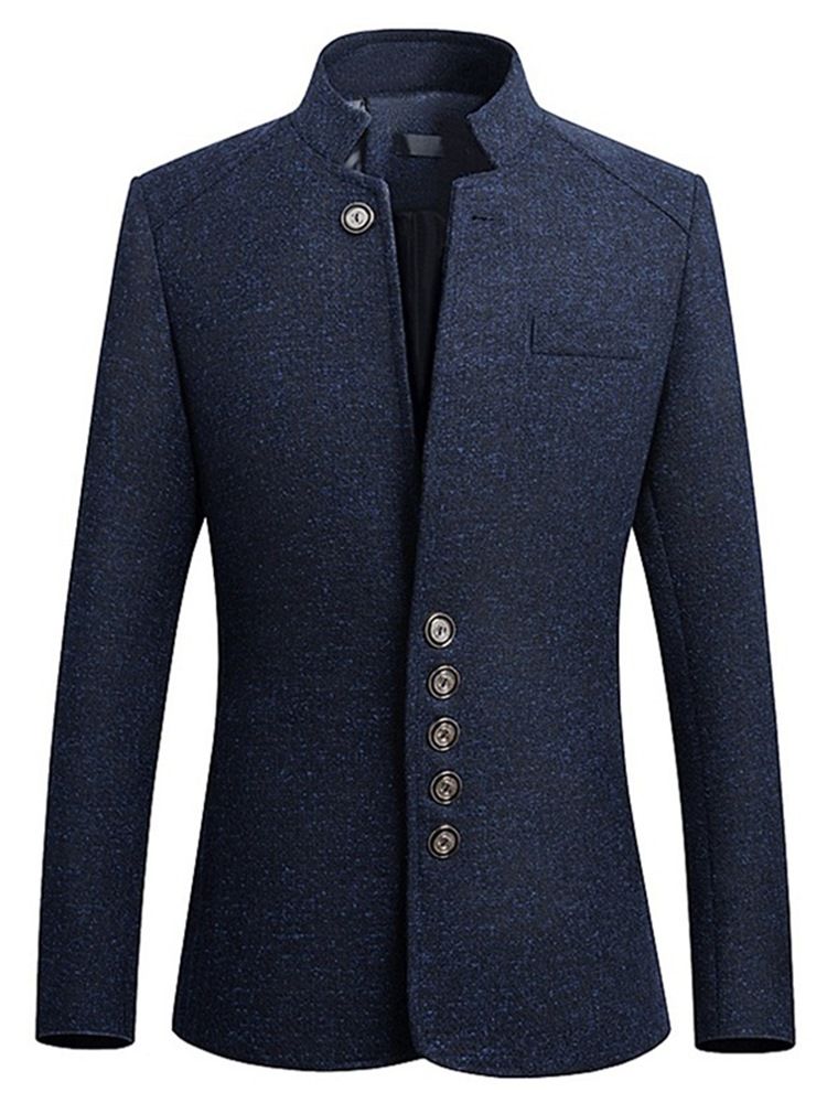 Blazer De Veste Pour Hommes À Col Montant Et À Coupe Ajustée