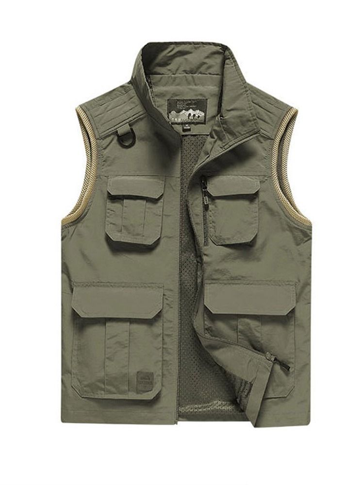 Bloc De Couleur Col Montant Zipper Casual Spring Gilet Pour Hommes