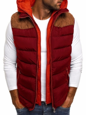 Gilet Européen Pour Hommes En Patchwork Épais À Blocs De Couleurs