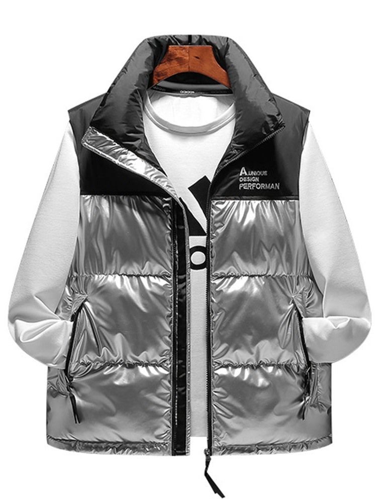 Gilet Homme Col Montant Zipper Color Block