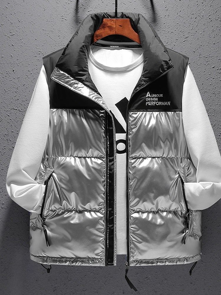 Gilet Homme Col Montant Zipper Color Block