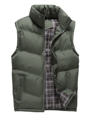 Gilet Pour Hommes Avec Fermeture Éclair Épaisse En Polyester À Col Montant