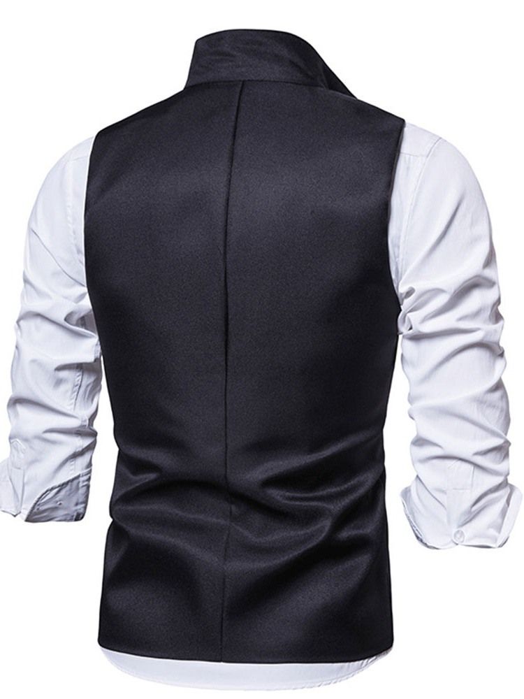 Gilet Simple Boutonnage Uni À Col Montant Pour Hommes