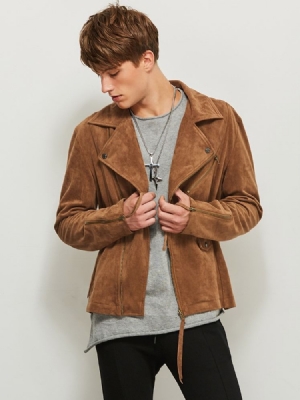 Manteau Ample Pour Hommes De Couleur Unie À Revers Cranté