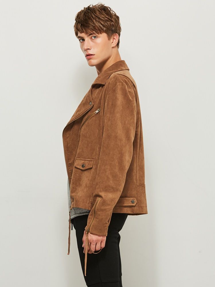 Manteau Ample Pour Hommes De Couleur Unie À Revers Cranté