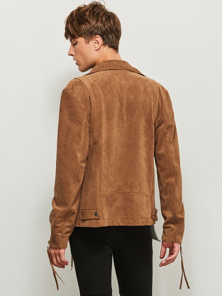 Manteau Ample Pour Hommes De Couleur Unie À Revers Cranté