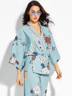 Manteau Kimono À Fleurs En Vrac Pour Femme