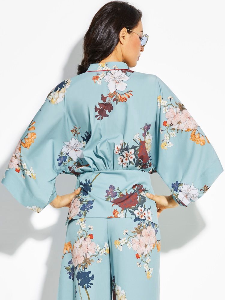 Manteau Kimono À Fleurs En Vrac Pour Femme