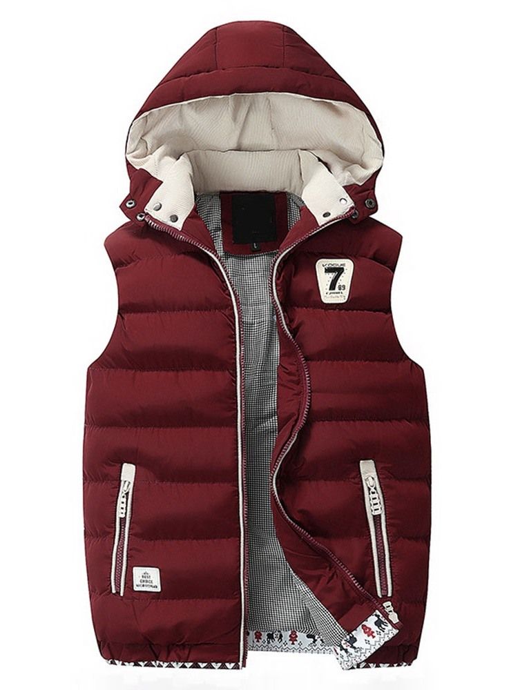 Nombre D'appliques Épais Zipper Casual Gilet Pour Hommes