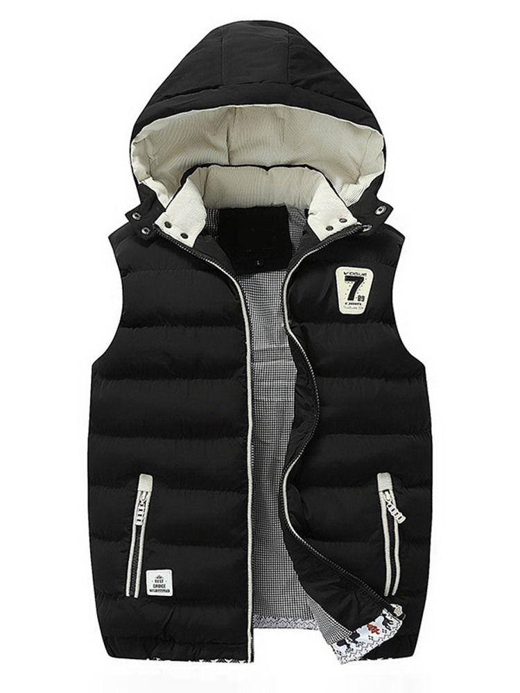 Nombre D'appliques Épais Zipper Casual Gilet Pour Hommes