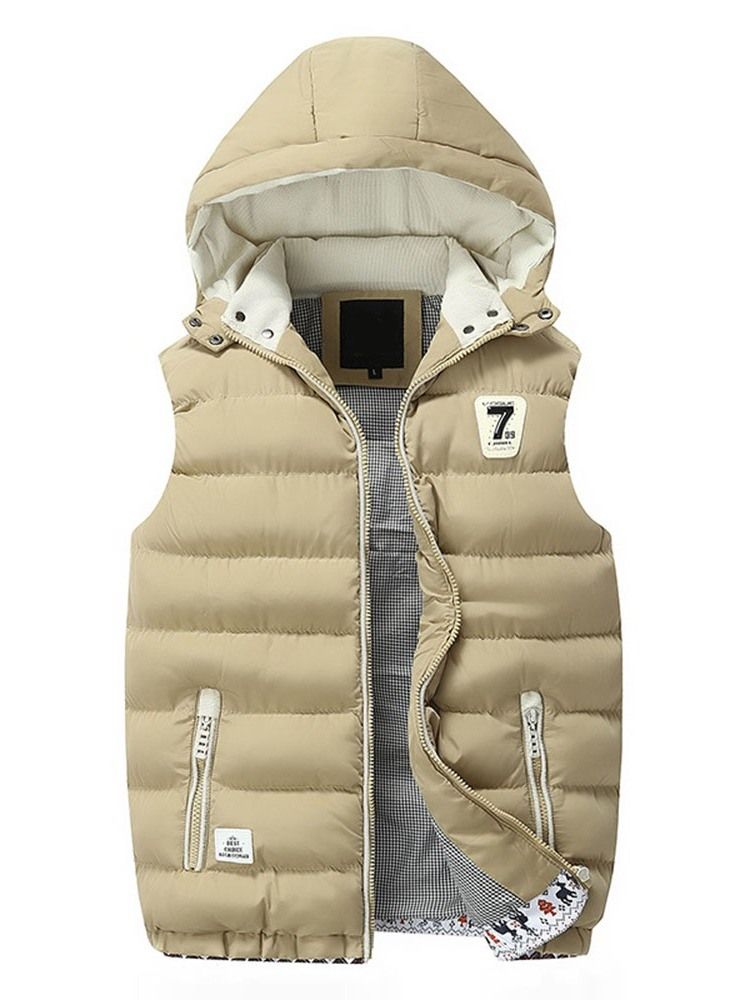 Nombre D'appliques Épais Zipper Casual Gilet Pour Hommes