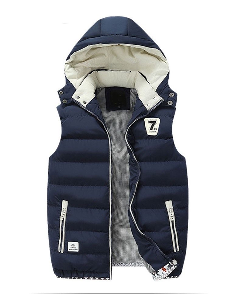 Nombre D'appliques Épais Zipper Casual Gilet Pour Hommes