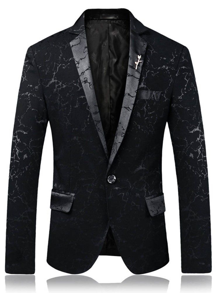 Veste Blazer Slim À Un Bouton Pour Homme À Revers Cranté