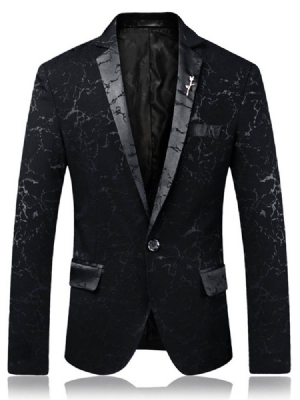 Veste Blazer Slim À Un Bouton Pour Homme À Revers Cranté