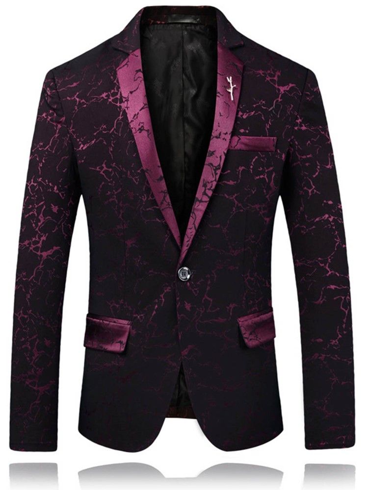 Veste Blazer Slim À Un Bouton Pour Homme À Revers Cranté