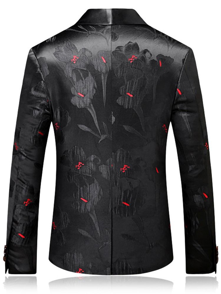 Veste Blazer À Un Bouton Pour Homme À Revers Cranté Et À Fleurs