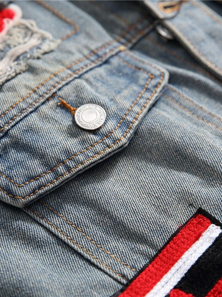 Veste À Boutonnage Simple Pour Hommes Avec Appliques À Revers À Lettres