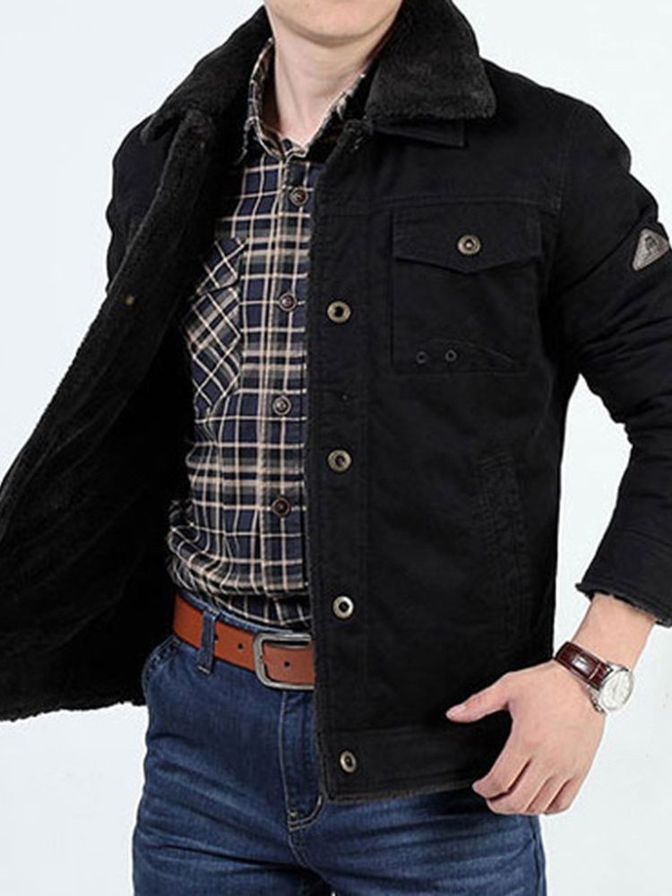 Veste À Boutonnage Simple Pour Hommes Avec Poche Et Revers