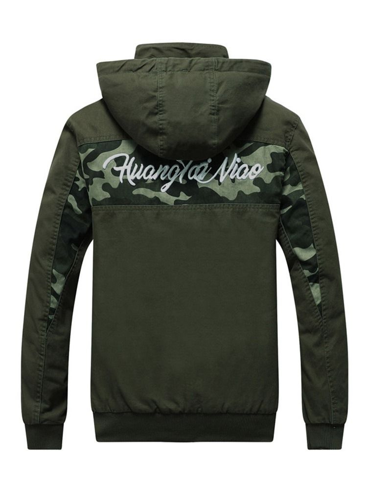 Veste À Capuche Camouflage Zippée Pour Hommes