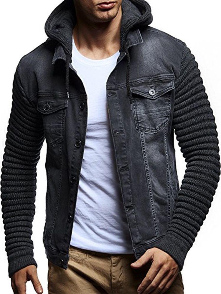 Veste À Capuche Pour Hommes Avec Poches Patchwork